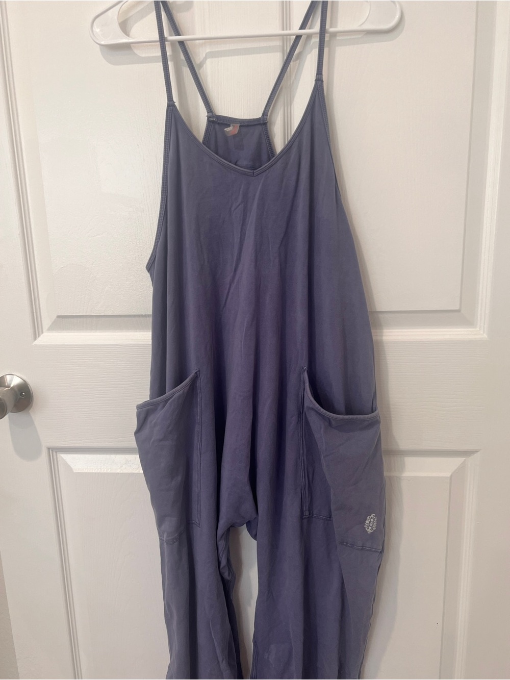 Free People Lavender Blue Wide-Leg Romper with Pockets